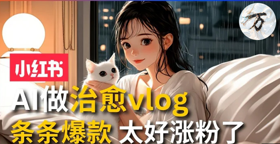 AI治愈系vlog动画视频，小红书1个月轻松涨粉破万，商单报价1500+日入2000+-副业网创