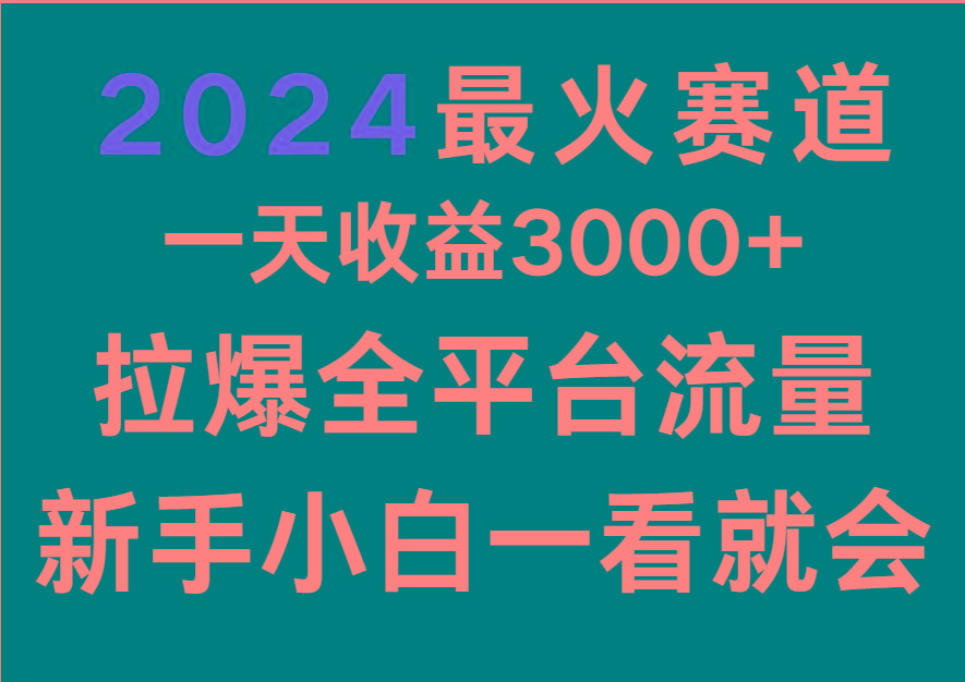 2024最火赛道，一天收一3000+.拉爆全平台流量，新手小白一看就会-副业网创