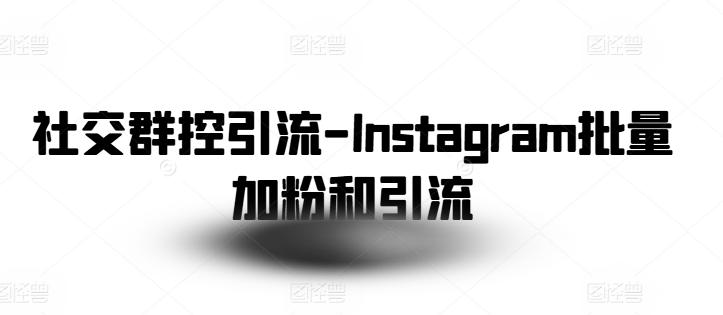 社交群控引流-Instagram批量加粉和引流-副业网创
