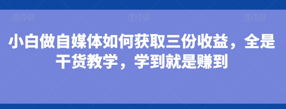 小白做自媒体如何获取三份收益，全是干货教学，学到就是赚到-副业网创