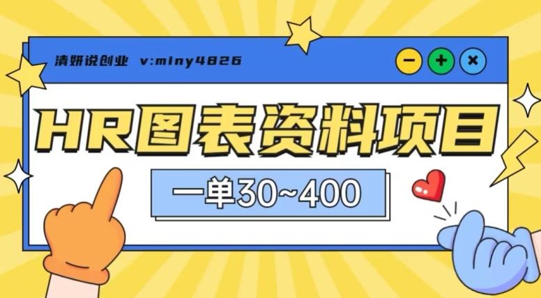一单收益30-400，HR图表资料蓝海项目-副业网创