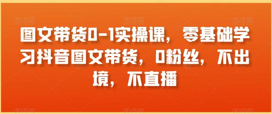 图文带货0-1实操课，零基础学习抖音图文带货，0粉丝，不出境，不直播-副业网创