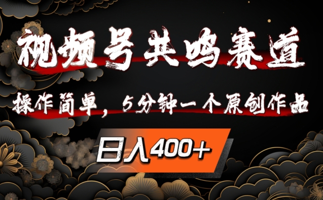 视频号共鸣赛道，操作简单，5分钟1个原创作品，日入几张【揭秘】-副业网创