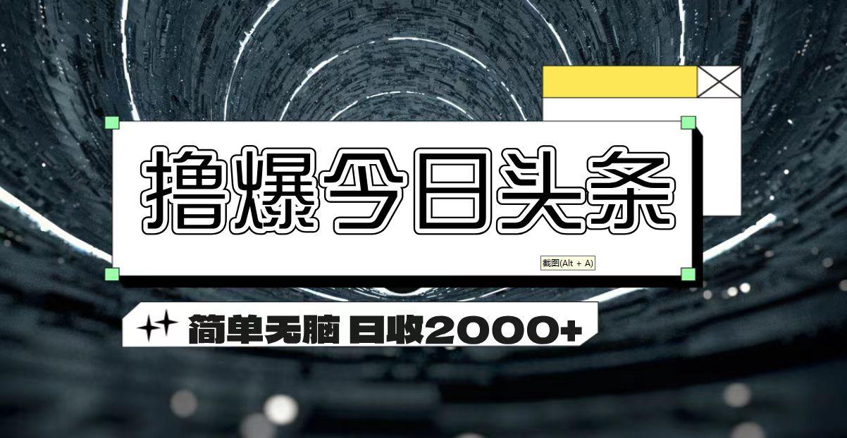 撸爆今日头条 简单无脑操作 日收2000+-副业网创