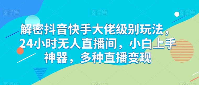 解密抖音快手大佬级别玩法，24小时无人直播间，小白上手神器，多种直播变现【揭秘】-副业网创