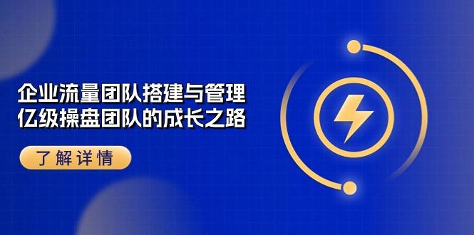 企业 流量团队-搭建与管理，亿级 操盘团队的成长之路(28节课-副业网创