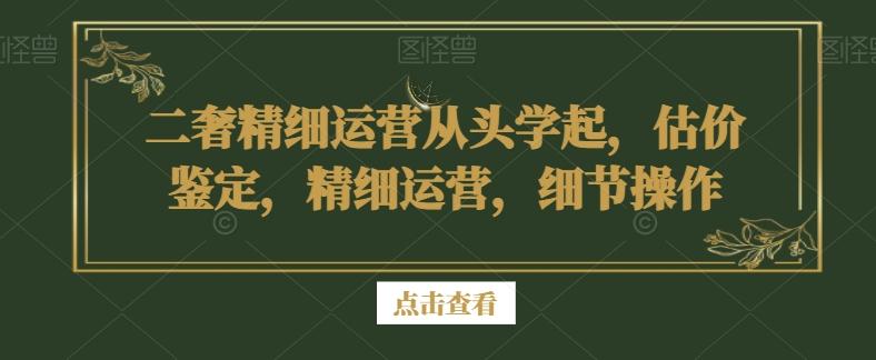 二奢精细运营从头学起，估价鉴定，精细运营，细节操作-副业网创