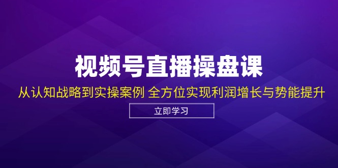 视频号直播操盘课，从认知战略到实操案例 全方位实现利润增长与势能提升-副业网创