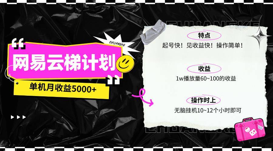 (10063期)最新网易云梯计划网页版，单机月收益5000+！可放大操作-副业网创