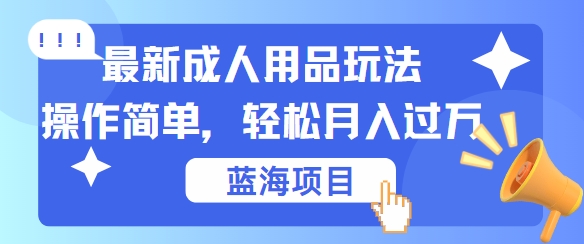 最新成人用品项目玩法，操作简单，动动手，轻松日入几张【揭秘】-副业网创