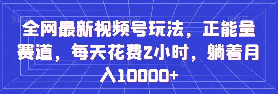 全网最新视频号玩法，正能量赛道，每天花费2小时，躺着月入10000+【揭秘】-副业网创