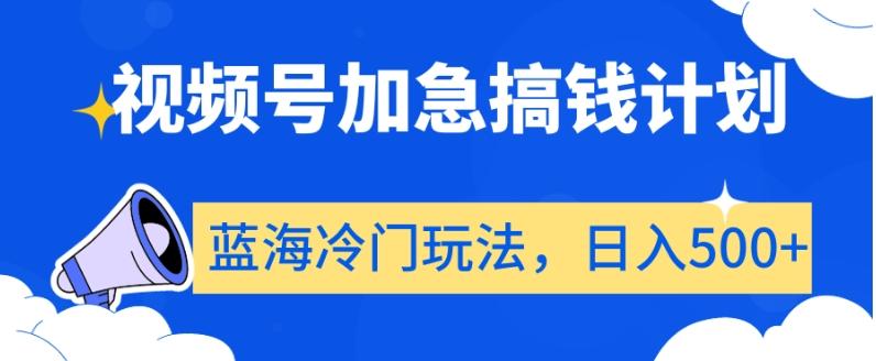 视频号加急搞钱计划，蓝海冷门玩法，日入500+【揭秘】-副业网创