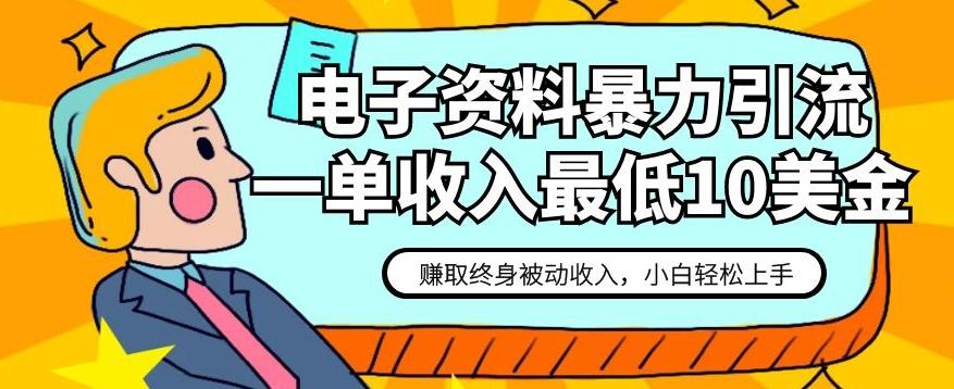 电子资料暴力引流，一单最低10美金，赚取终身被动收入，保姆级教程【揭秘】-副业网创