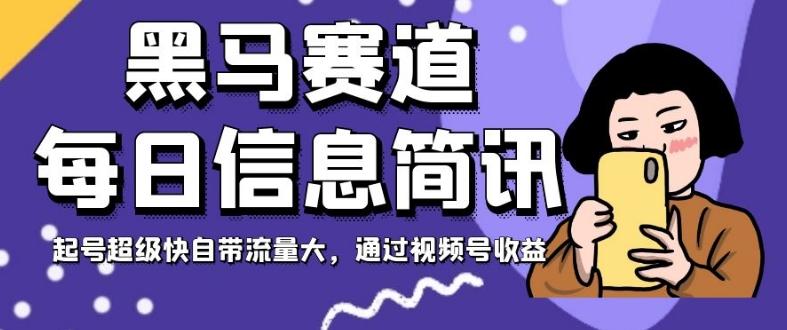 黑马赛道每日信息简讯，起号超级快自带流量大，通过视频号收益【揭秘】-副业网创