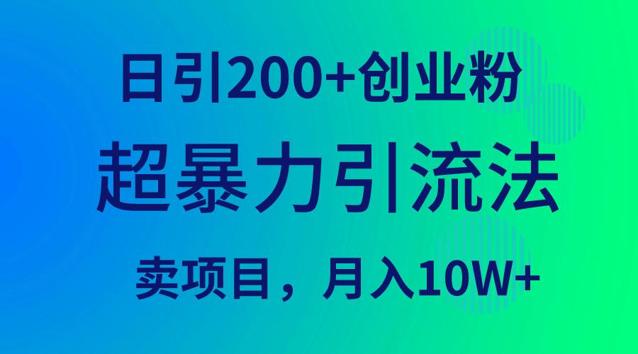 (9654期)超暴力引流法，日引200+创业粉，卖项目月入10W+-副业网创