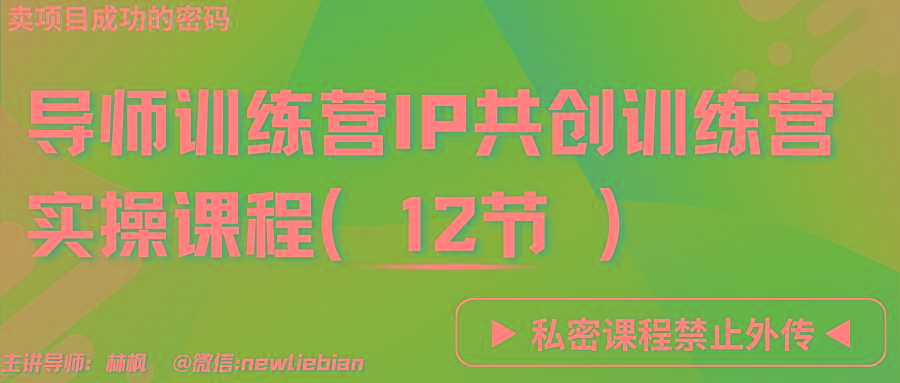 导师训练营3.0IP共创训练营私密实操课程(12节)-卖项目的密码成功秘诀-副业网创