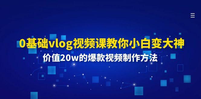 0基础vlog视频课教你小白变大神：价值20w的爆款视频制作方法-副业网创