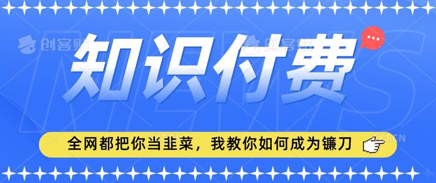 2024最新知识付费项目，小白也能轻松入局，全网都在教你做项目，我教你做镰刀【揭秘】-副业网创