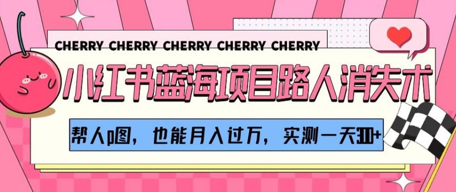 小红书蓝海项目路人消失术，帮人p图，也能月入过万，实测一天300+【揭秘】-副业网创