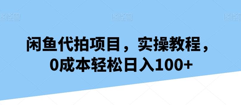 闲鱼代拍项目，实操教程，0成本轻松日入100+-副业网创
