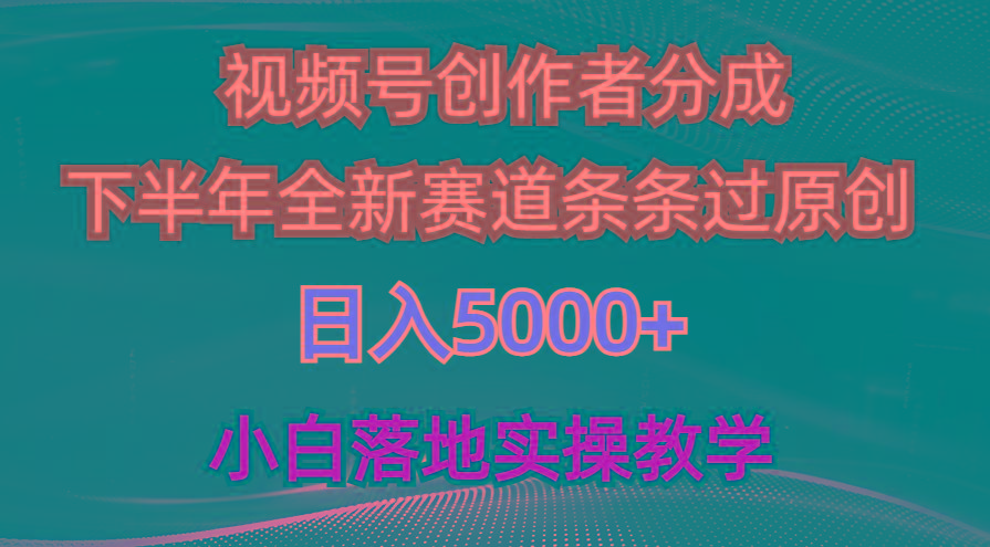 视频号创作者分成最新玩法，日入5000+  下半年全新赛道条条过原创，小…-副业网创