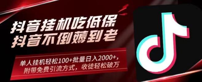 抖音挂机吃低保项目，单人挂机轻松100+批量日入2000+，附带免费引流方式，收徒轻松破万-副业网创