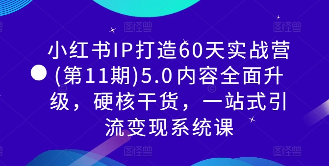 小红书IP打造60天实战营(第11期)5.0​内容全面升级，硬核干货，一站式引流变现系统课-副业网创