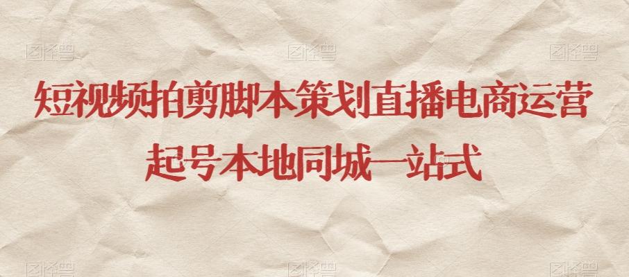 短视频拍剪脚本策划直播电商运营起号本地同城一站式-副业网创