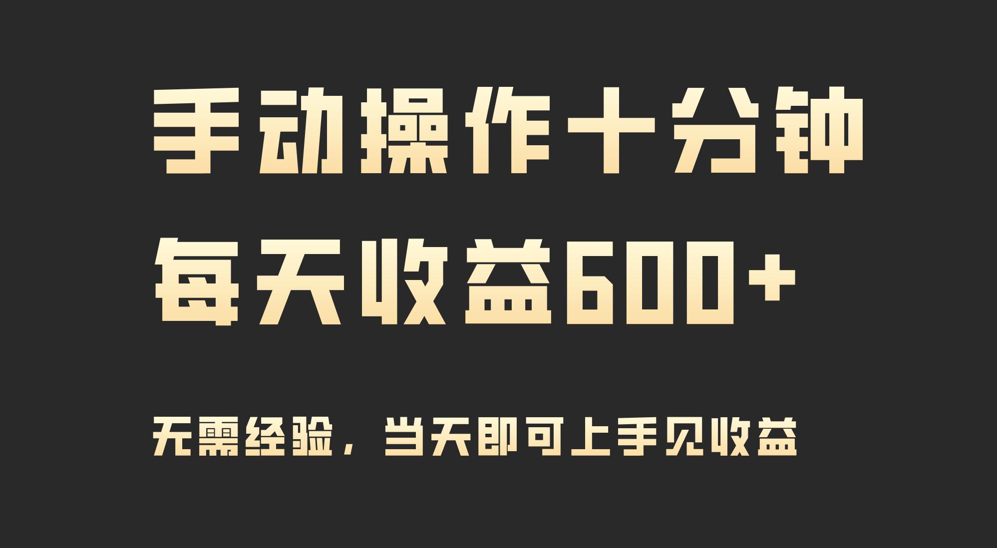 (9324期)手动操作十分钟，每天收益600+，当天实操当天见收益-副业网创