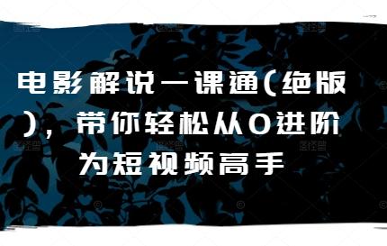 电影解说一课通(绝版)，带你轻松从0进阶为短视频高手-副业网创