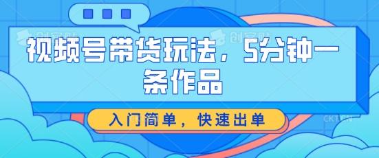 视频号带货玩法，5分钟一条作品，入门简单，快速出单【揭秘】-副业网创