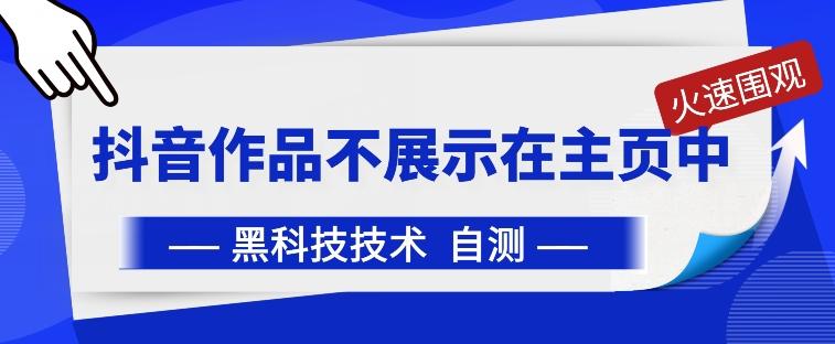 抖音黑科技：抖音作品不展示在主页中【揭秘】-副业网创