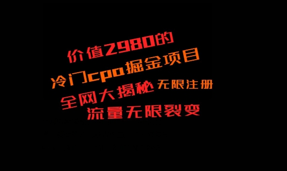 价值2980的CPA掘金项目大揭秘，号称当天收益200+，不见收益包赔双倍-副业网创