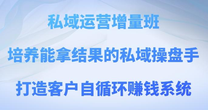 私域运营增量班，培养能拿结果的私域操盘手，打造客户自循环赚钱系统-副业网创
