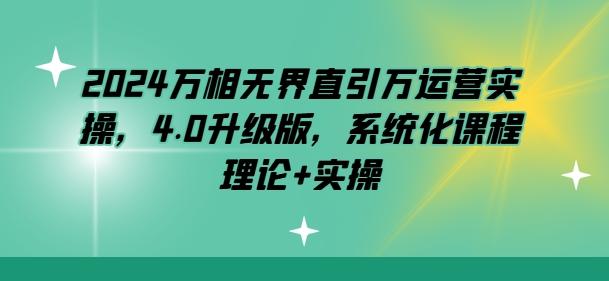 2024万相无界直引万运营实操，4.0升级版，系统化课程 理论+实操-副业网创