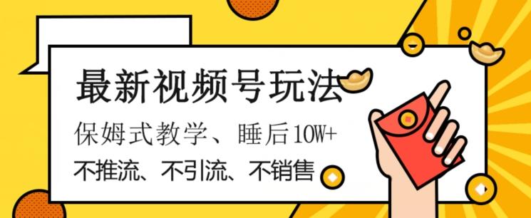 最新视频号玩法，不销售、不引流、不推广，躺着月入1W+，保姆式教学，小白轻松上手【揭秘】-副业网创