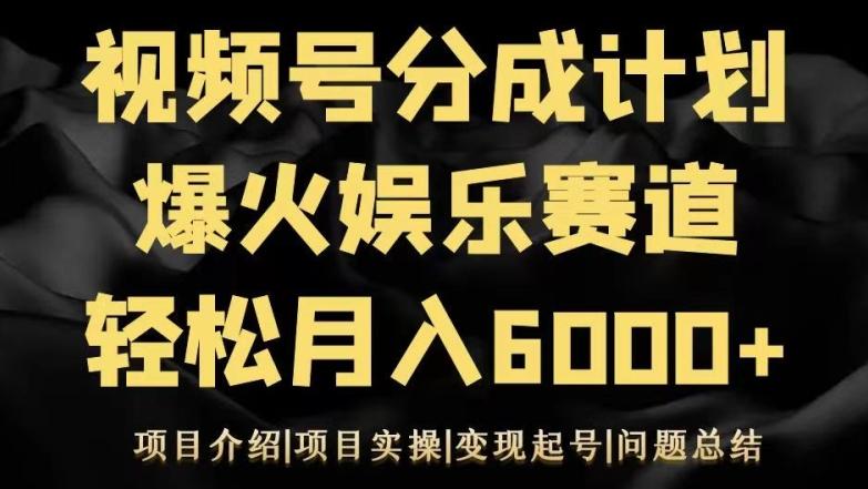 视频号创作分成计划之娱乐赛道轻松日入500+-副业网创