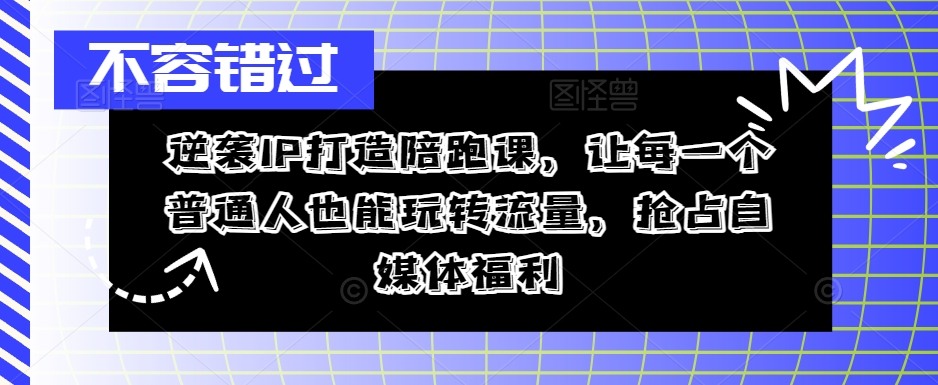 逆袭IP打造陪跑课，让每一个普通人也能玩转流量，抢占自媒体福利-副业网创