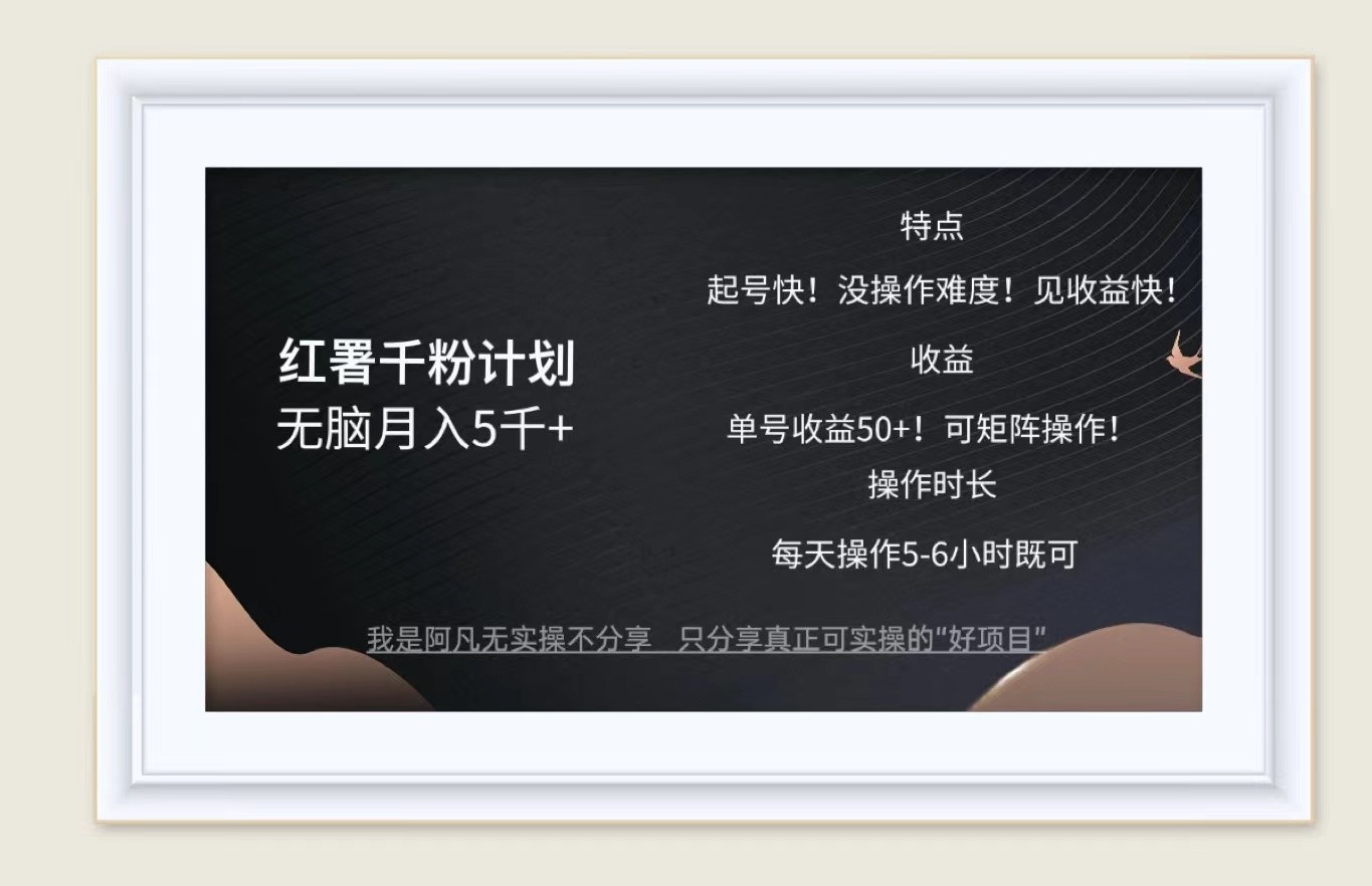 红薯千粉计划无脑月入5千+！既做既赚！-副业网创