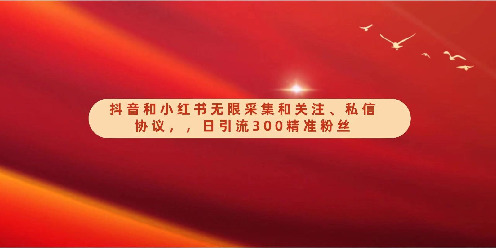 抖音和小红书无限采集和关注、私信协议，日引流300精准粉-副业网创
