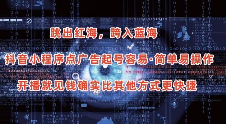 抖音小程序点广告项目，起号容易，简单易操作，开播就见有收益【揭秘】-副业网创