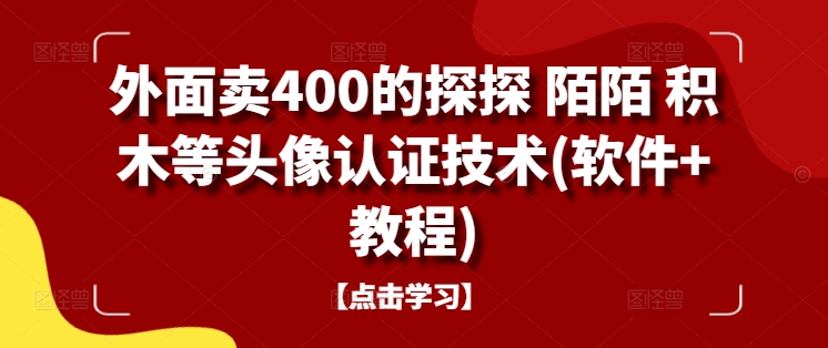 外面卖400的探探 陌陌 积木等头像认证技术(软件+教程)-副业网创