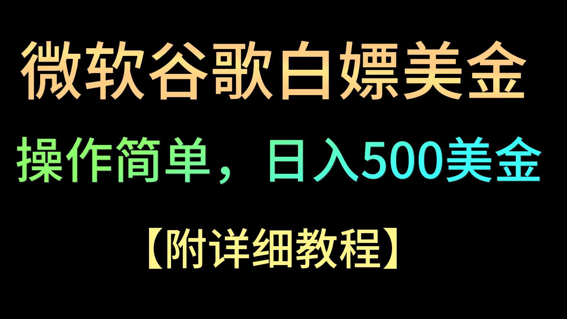 微软谷歌项目3.0，轻松日赚500+美金，操作简单，小白也可轻松入手！-副业网创
