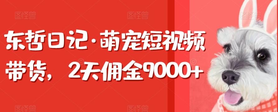 东哲日记·萌宠短视频带货，2天佣金9000+-副业网创