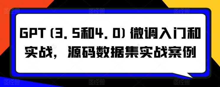 GPT(3.5和4.0)微调入门和实战，源码数据集实战案例-副业网创