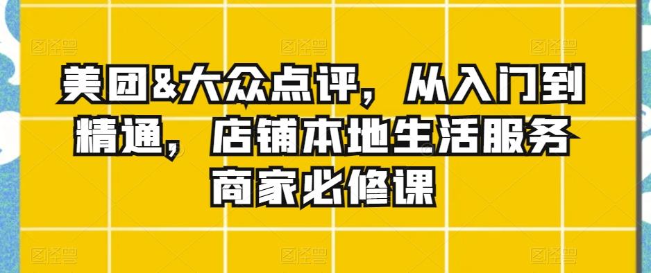 美团&大众点评，从入门到精通，店铺本地生活服务商家必修课-副业网创