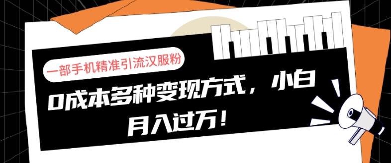 一部手机精准引流汉服粉，0成本多种变现方式，小白月入过万！-副业网创
