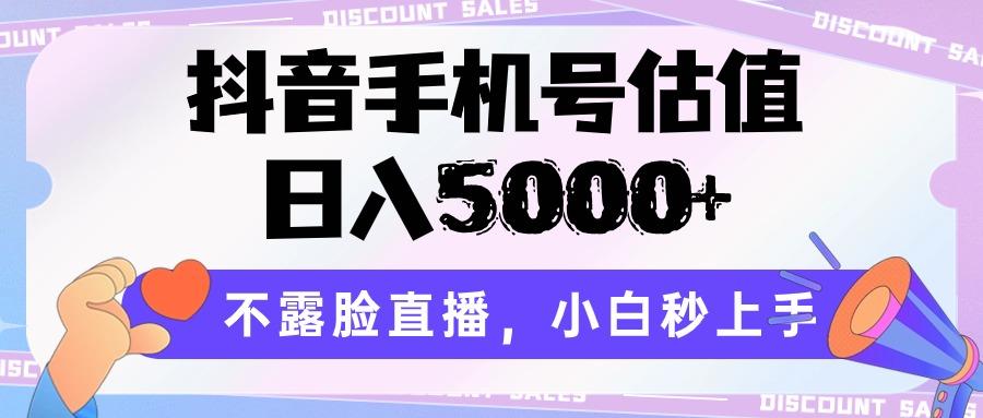 抖音手机号估值，日入5000+，不露脸直播，小白秒上手-副业网创