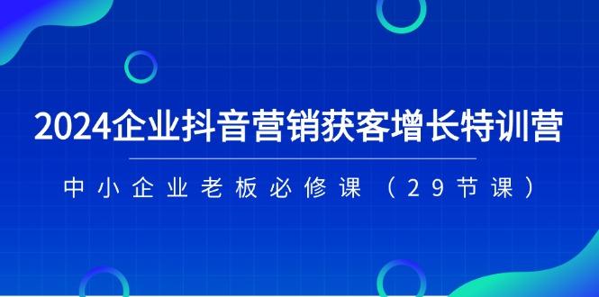 2024企业抖音-营销获客增长特训营，中小企业老板必修课(29节课-副业网创