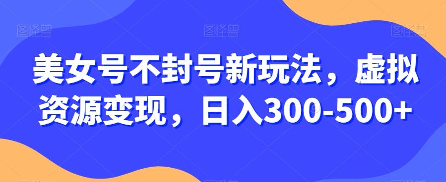 美女号不封号新玩法，虚拟资源变现，日入300-500+-副业网创